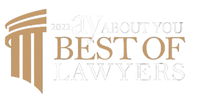 2022 AY About You Best of Lawyers logo in gold and white, featuring a stylized column on the left and text on the right.